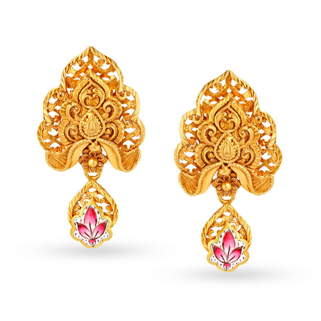 Tanishq Gold Pendant and Earrings Set,,hi-res 3