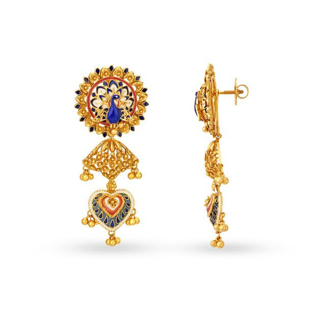 Luxurious Peacock Pattern Gold Necklace Set,,hi-res 4