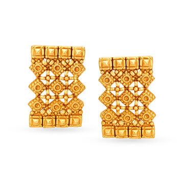 Intricate 22 Karat Yellow Gold Floral Studs