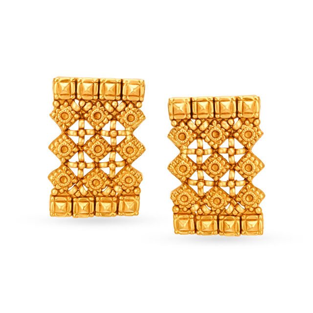 Intricate 22 Karat Yellow Gold Floral Studs,,hi-res 