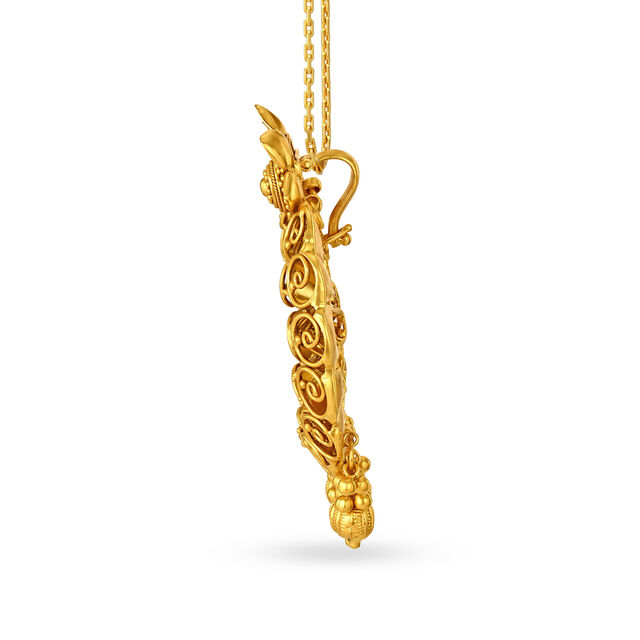 Delightful 22 Karat Yellow Gold Floral Pendant 2