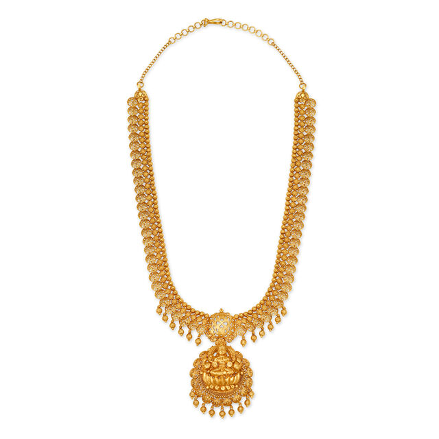 Beautiful 22 Karat Yellow Gold Goddess Lakshmi Haaram 