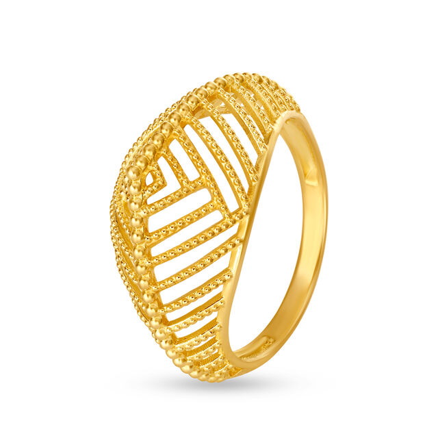 Majestic 22 Karat Yellow Gold Beaded Statement Ring 