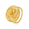 Intricate 22 Karat Yellow Gold Floral Cocktail Ring 