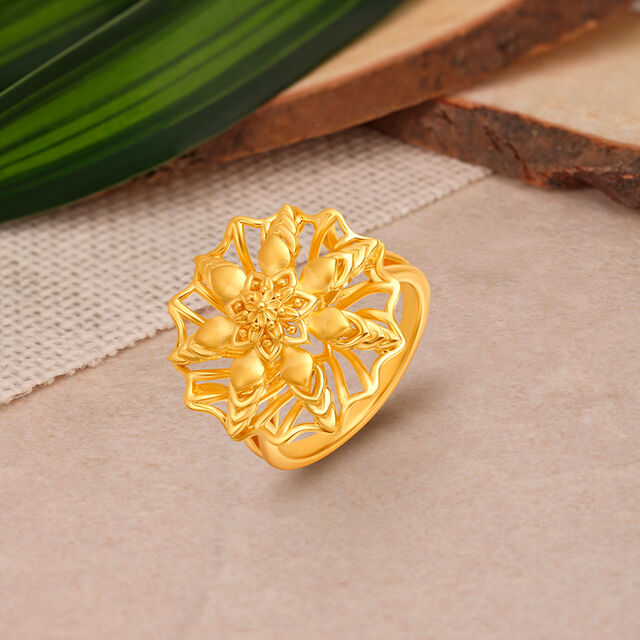 Palatial 22 Karat Yellow Gold Floral Statement Ring,,hi-res 