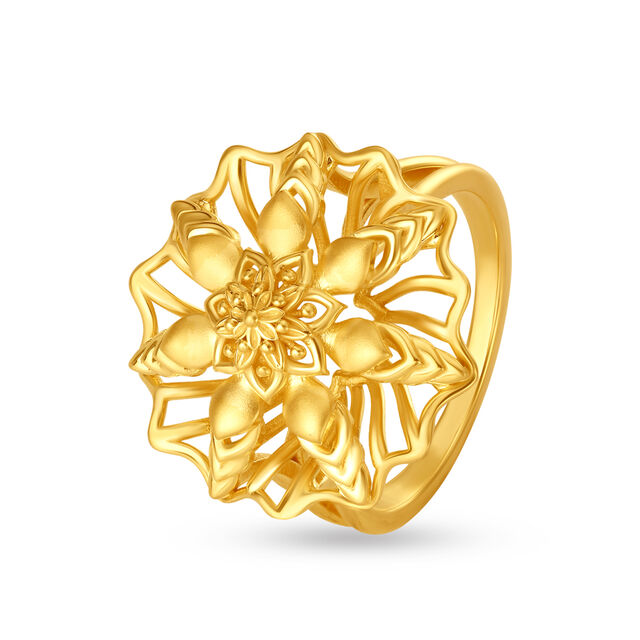 Palatial 22 Karat Yellow Gold Floral Statement Ring,,hi-res 2