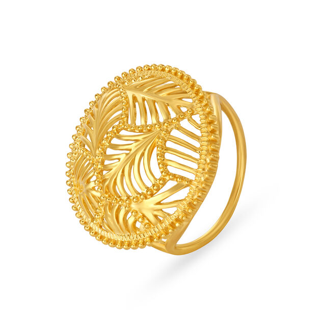 Intricate 22 Karat Yellow Gold Mesh Finger Ring
