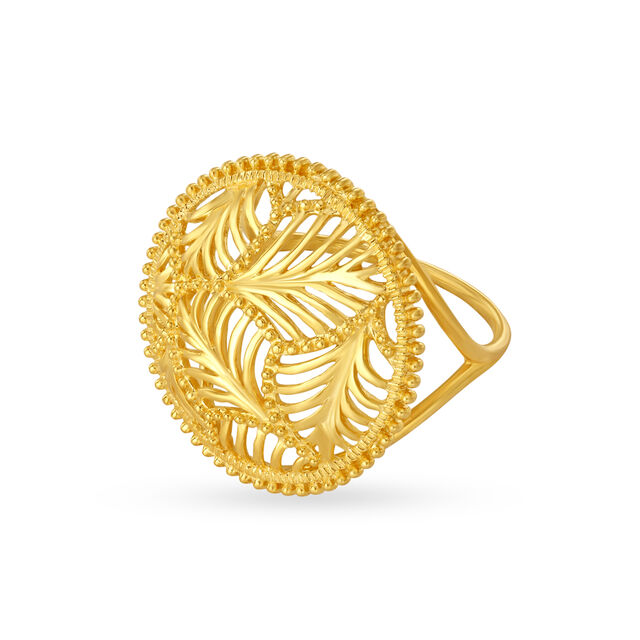 Intricate 22 Karat Yellow Gold Mesh Finger Ring