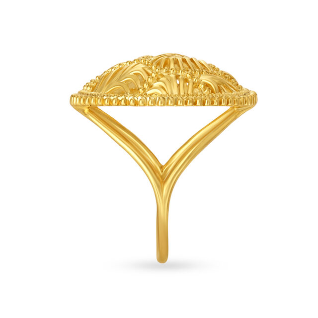 Intricate 22 Karat Yellow Gold Mesh Finger Ring