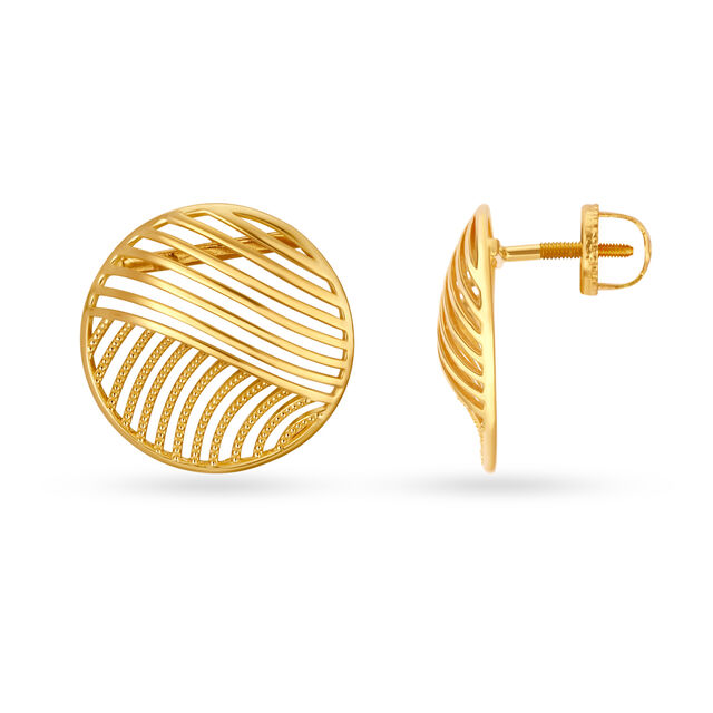 Stylish Jali Work Gold Stud Earrings