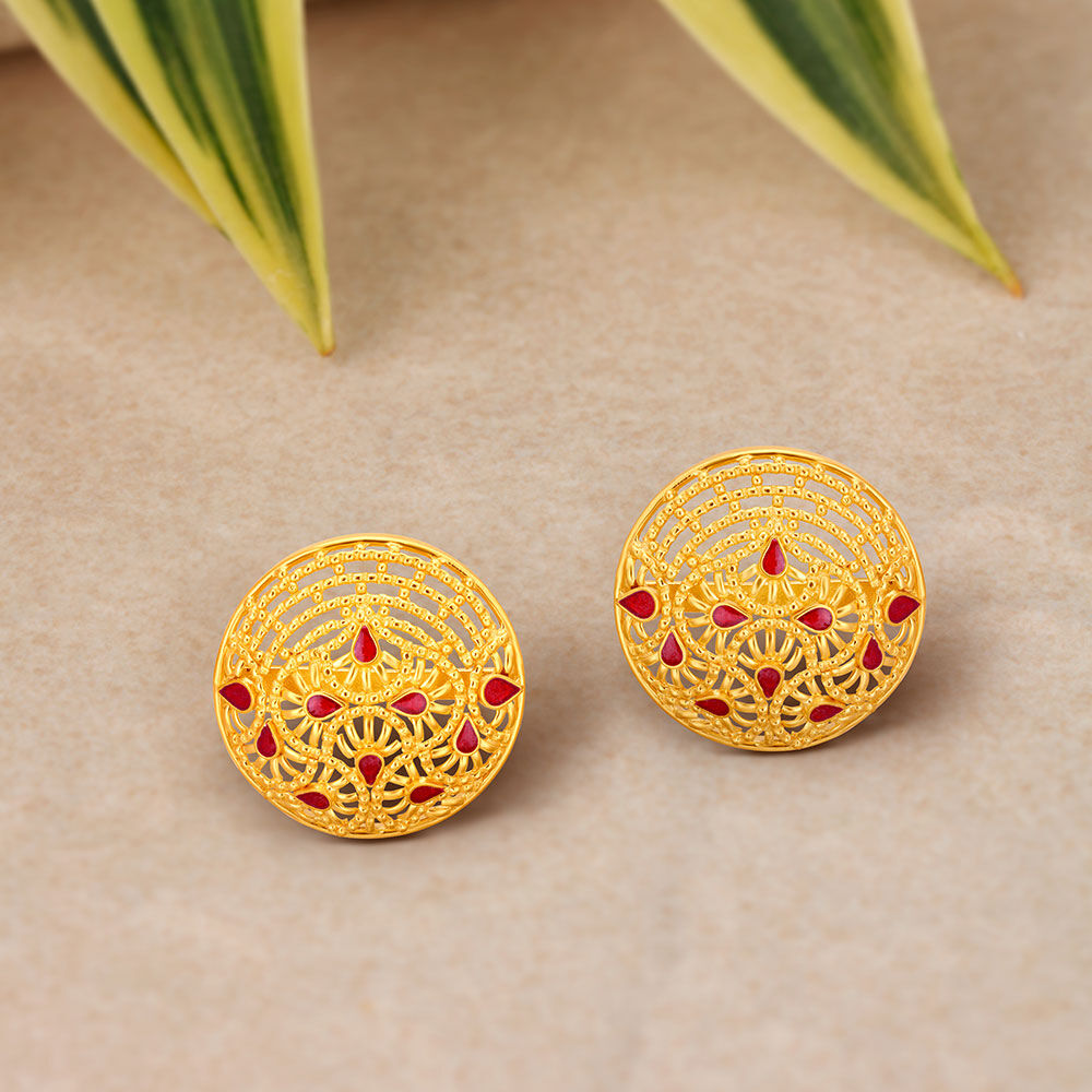 Round shape gold earrings design new arrivals
