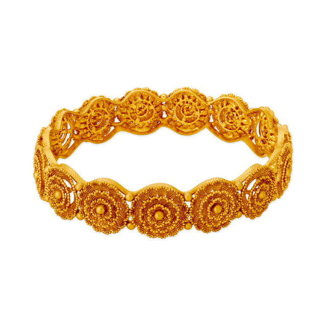 Ethereal 22 Karat Yellow Gold Flower Bangle,,hi-res 