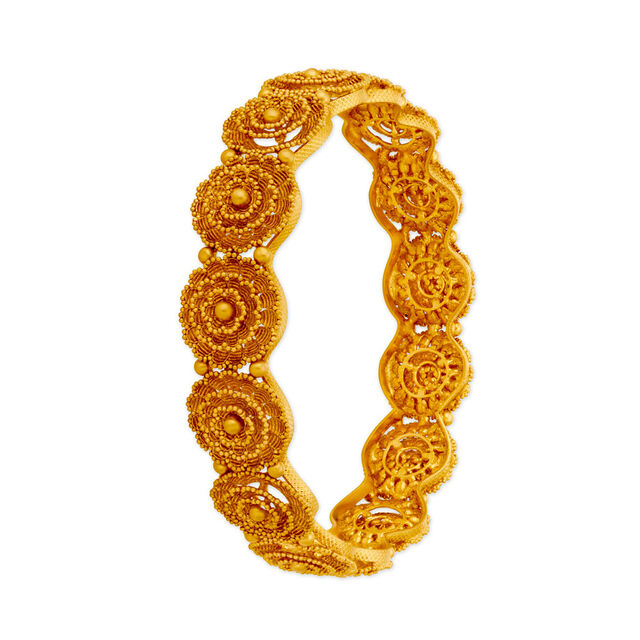 Ethereal 22 Karat Yellow Gold Flower Bangle,,hi-res 2