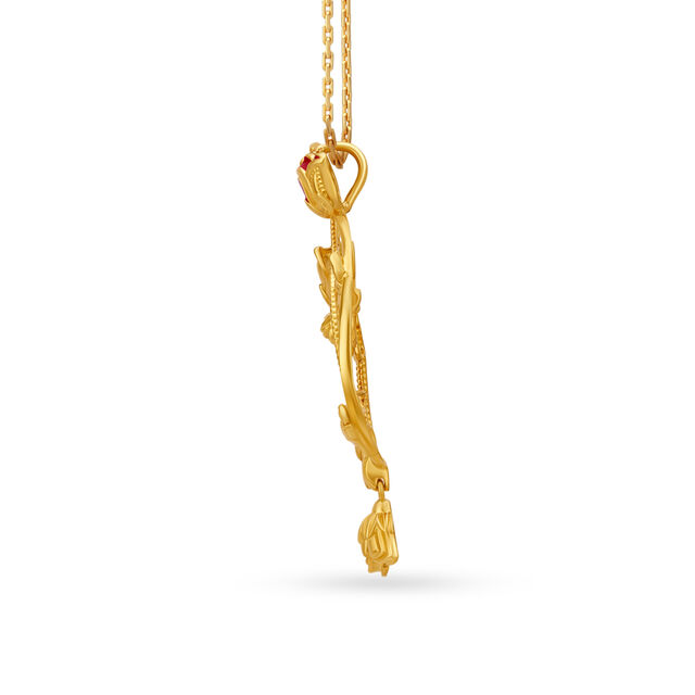 Modish Vibrant Gold Pendant and Earrings Set,,hi-res 3
