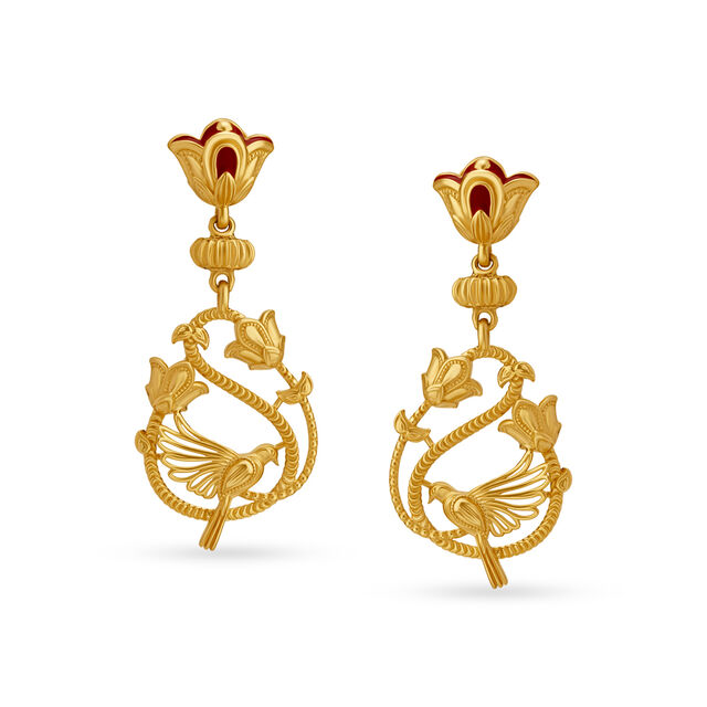 Modish Vibrant Gold Pendant and Earrings Set,,hi-res 4