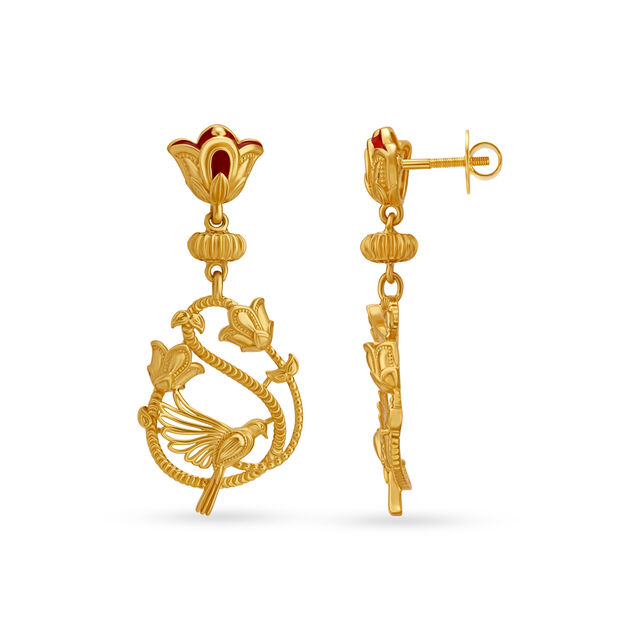Modish Vibrant Gold Pendant and Earrings Set,,hi-res 5