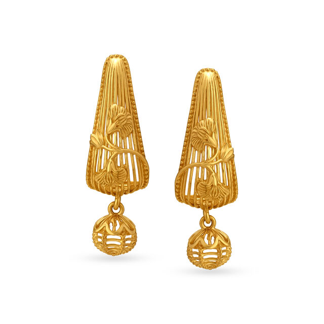 Classic Gold Floral Drop Earrings,,hi-res 