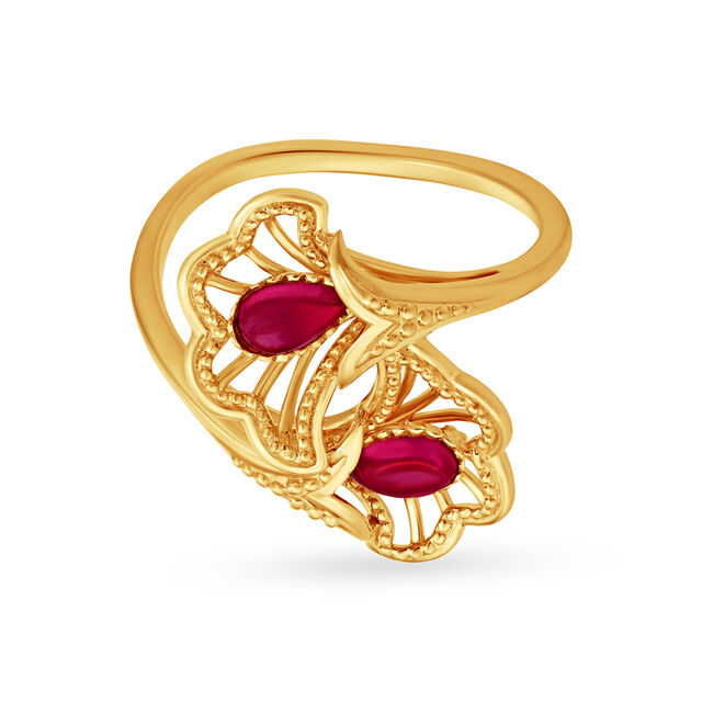 Intertwining Tulips Gold Finger Ring,,hi-res 2