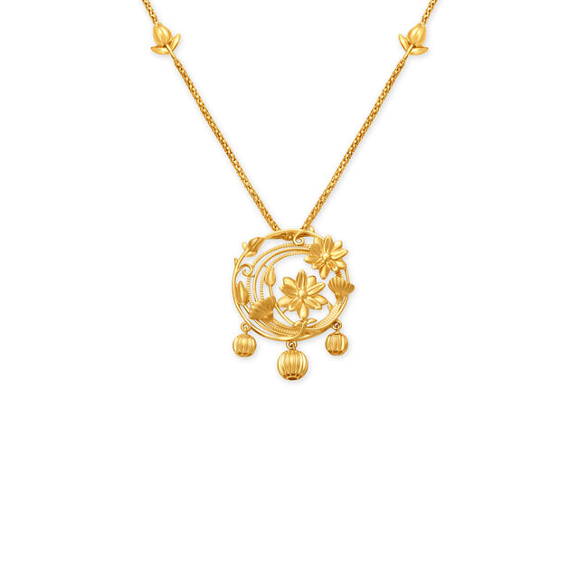 Charming Gold Pendant with Chain,,hi-res