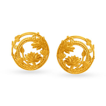 Gleaming Lotus Gold Stud Earrings