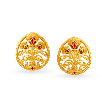Royal Floral Gold Stud Earrings