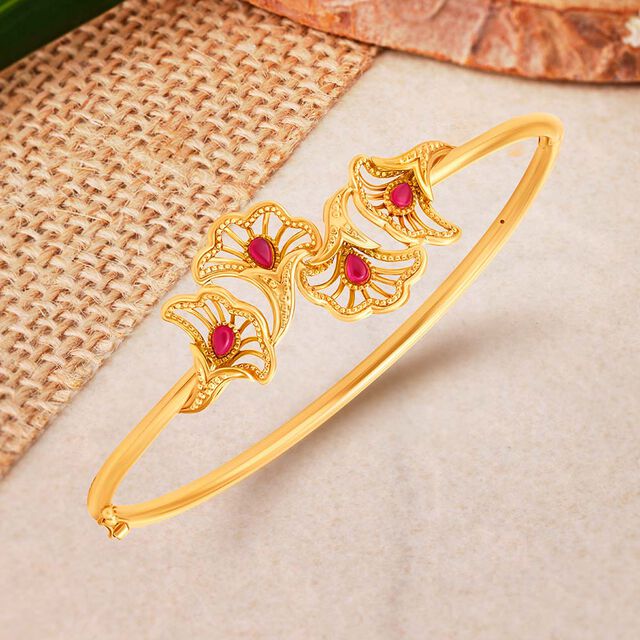 Enchanting Gold Bangle with Coloured Stones