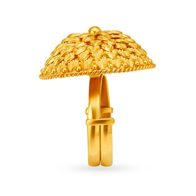 Hypnotic 22 Karat Yellow Gold Floral Finger Ring 4