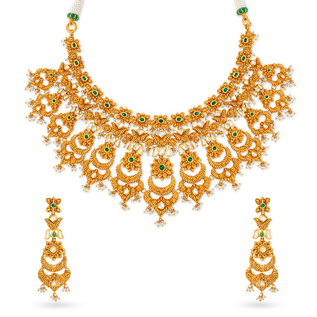 Ornate Gold Necklace Set for the Indian Bride,,hi-res