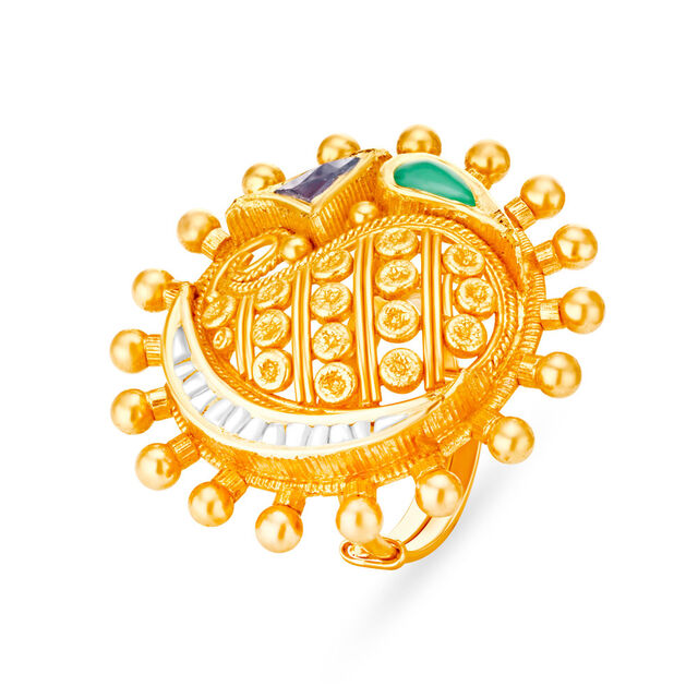 Splendid 22 Karat Yellow Gold And Stone Finger Ring,,hi-res 