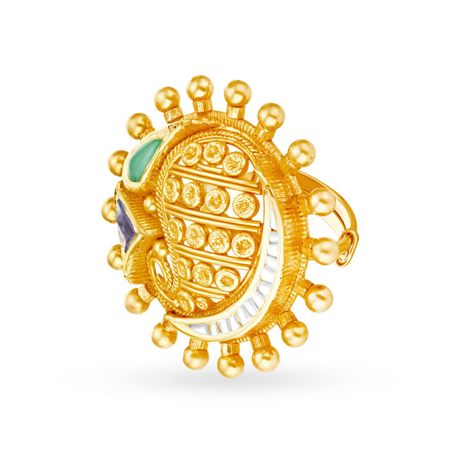 Splendid 22 Karat Yellow Gold And Stone Finger Ring,,hi-res 2