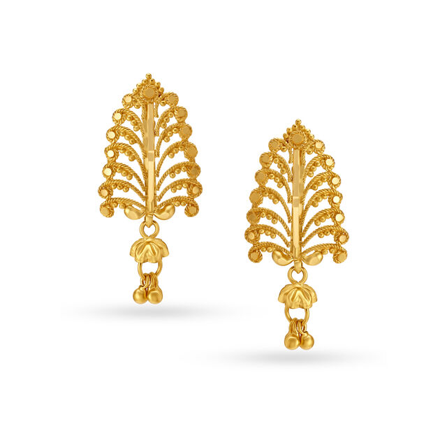 Nature Inspired Gold Drop Earrings 