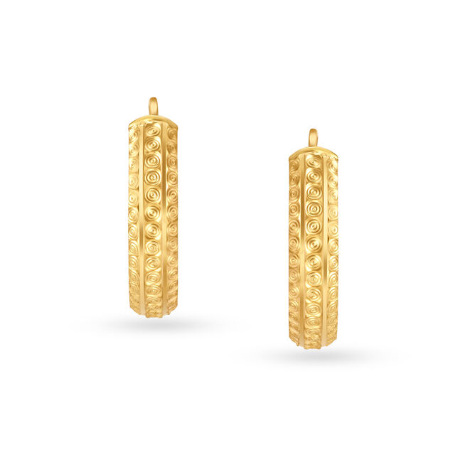Circular Motifs Gold Hoop Earrings,,hi-res