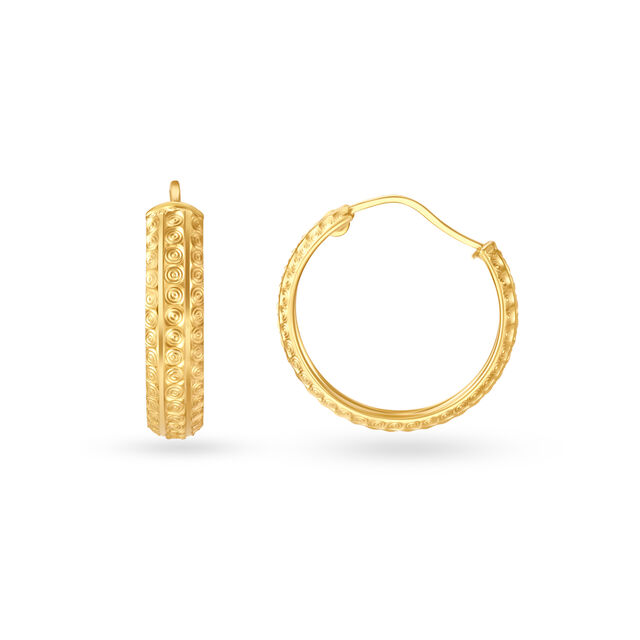 Circular Motifs Gold Hoop Earrings,,hi-res