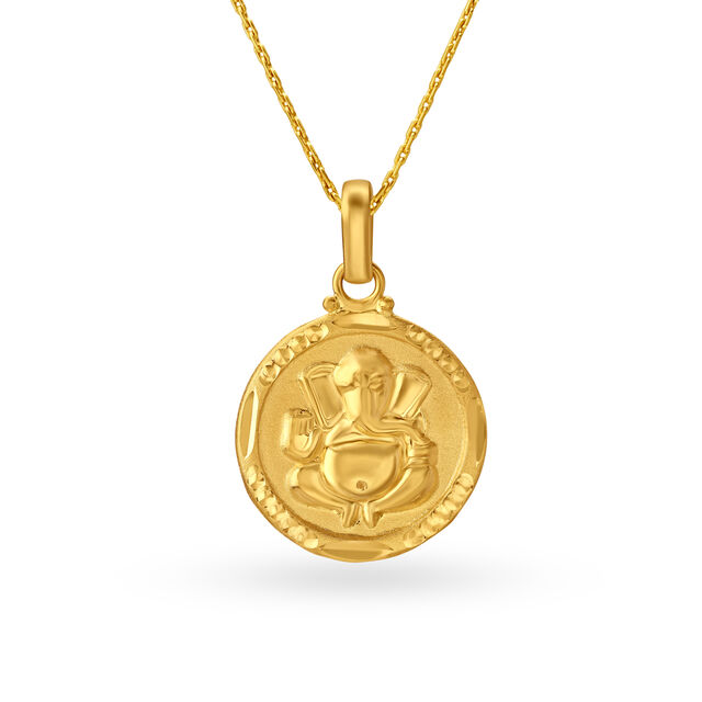 Embossed Lord Ganesha Gold Pendant,,hi-res 