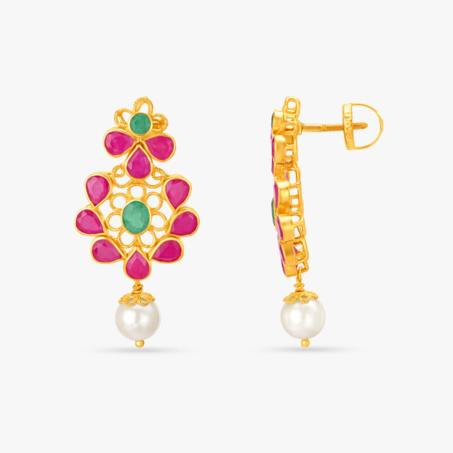 Gleaming Ruby and Emerald Drop Earrings 2