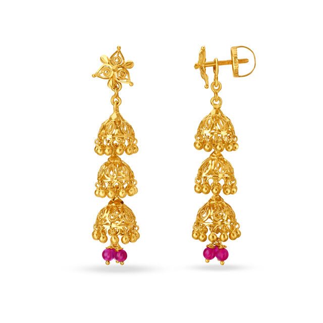 Classic Three Layered Jhumkas,,hi-res 3