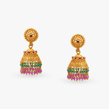 Vibrant Gemstone Jhumka Earrings