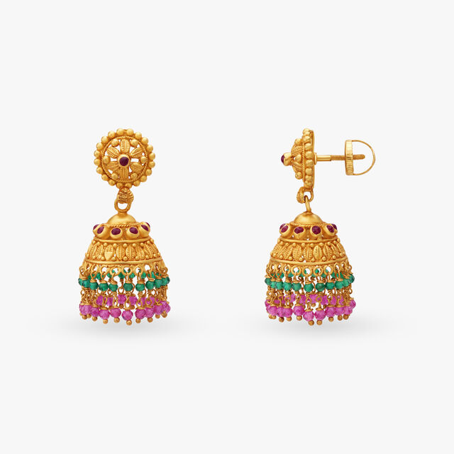 Vibrant Gemstone Jhumka Earrings 2