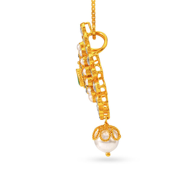 Emerald And Pearl Gold Pendant And Earrings Set,,hi-res 4