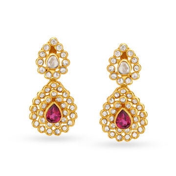 Majestic Drop Earrings with English Polki Tourmalines and Uncut Diamonds