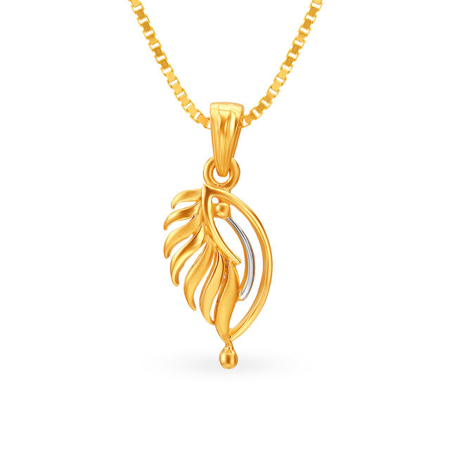 Abstract Artistic Leafy Gold Pendant 