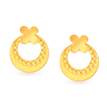 Round Chandbali Type Gold Stud Earrings for Kids