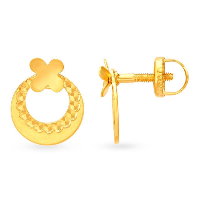 Round Chandbali Type Gold Stud Earrings for Kids 2