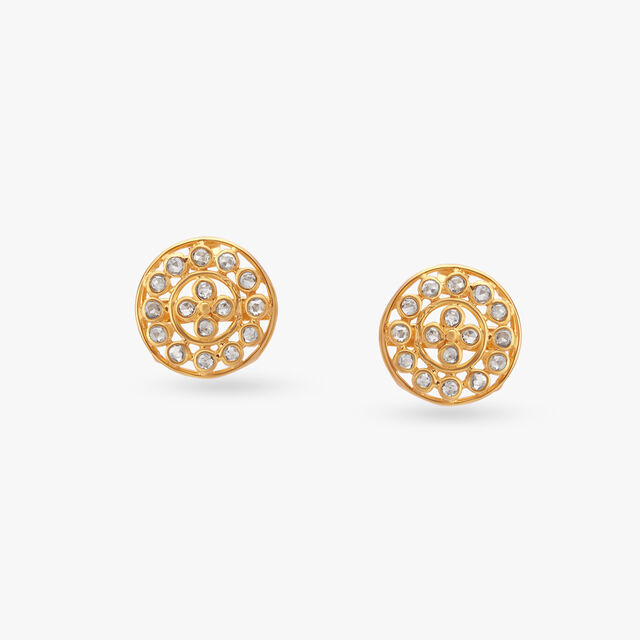Elegant Open Polki Stud Earrings 