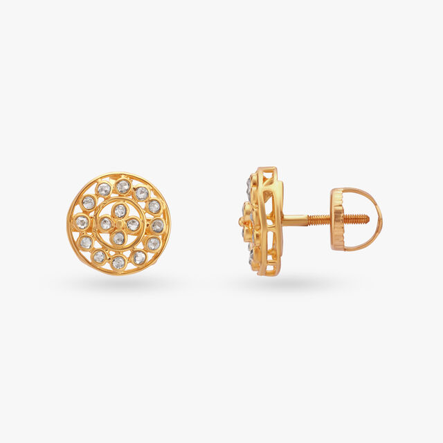 Elegant Open Polki Stud Earrings 2