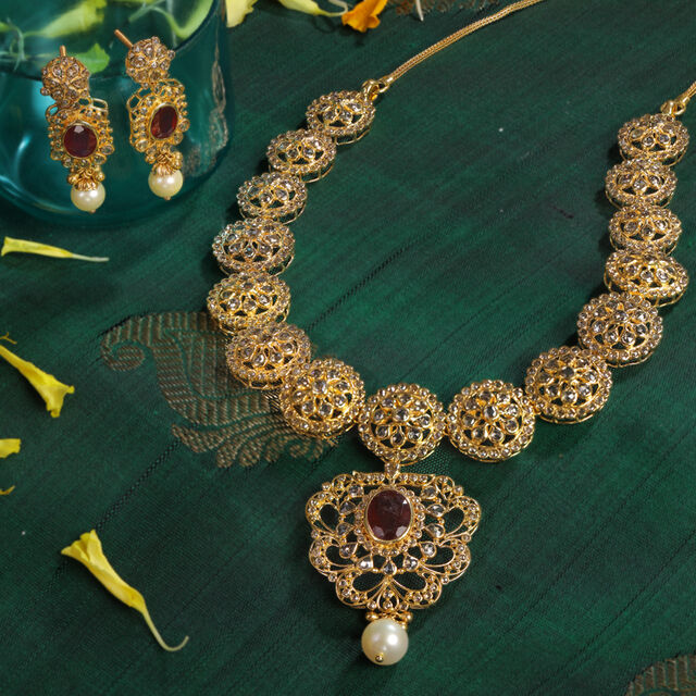 Opulent Ruby Necklace Set 
