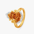 Diamond-Circled Gold Finger Ring 2