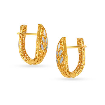 Leaf Inspired Gold Hoop Earrings