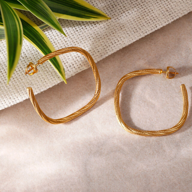 Eclectic Square Gold Hoop Earrings,,hi-res 