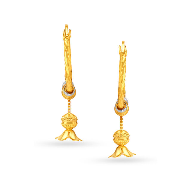 Floral Gold Hoop Earrings,,hi-res